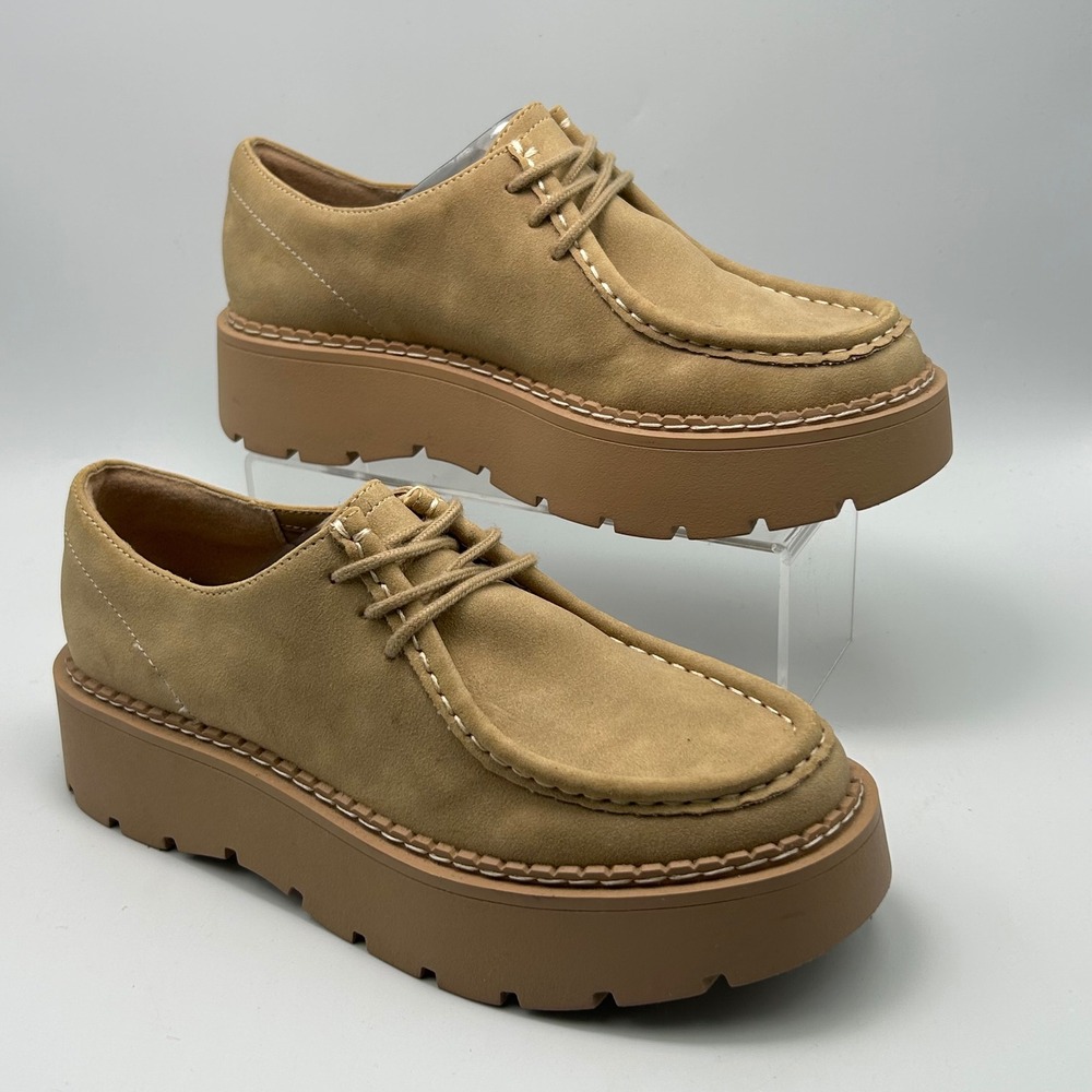 No Boundaries Platform Oxfords Women 8 Tan Faux Suede Lug Sole WMNB45AM202